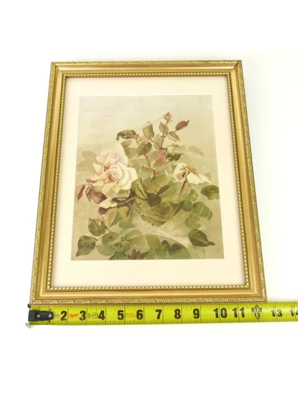 Antique 1889 Louis Prang Chromolithograph Pink Roses Ellen Thayer Fisher Framed